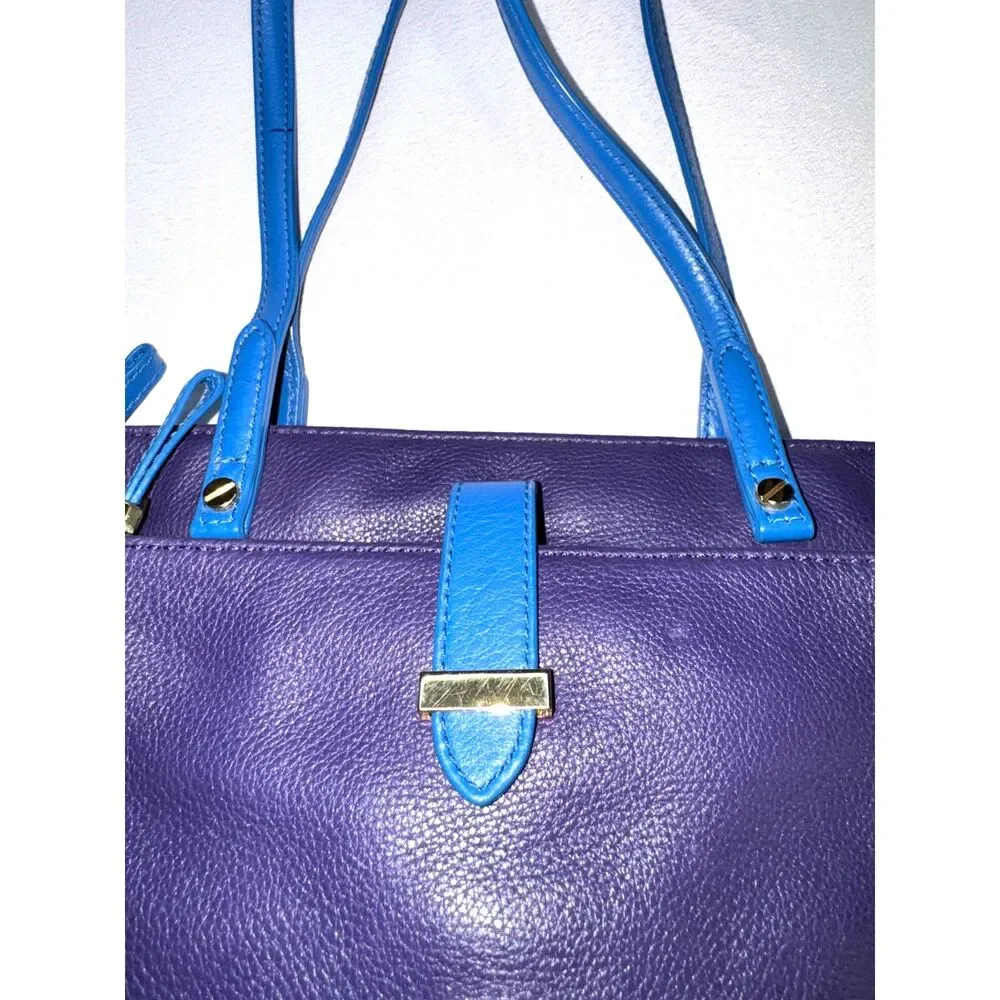 Tory Burch Blue, Purple, Green Color Blocked leather purse.